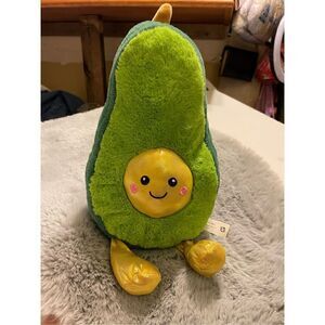 You Me Originals Food Plush 14” Avacado Plush Toy Yummy Food Smiley Face shimmer